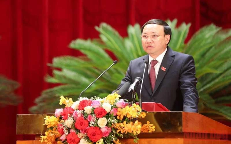 Bí thư Tỉnh ủy Quảng Ninh Nguyễn Xuân Ký phát biểu tại Kỳ họp thứ chín, Hội đồng nhân dân tỉnh Quảng Ninh khoá XIV, nhiệm kỳ 2021-2026.