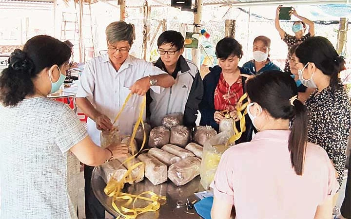 Lớp học kỹ thuật trồng nấm tổ chức cho hội viên Hội Nông dân tại xã Tân Kiên, huyện Bình Chánh.