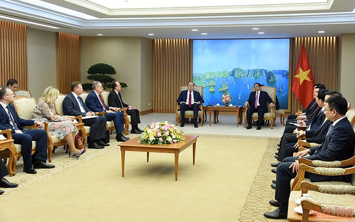 Thủ tướng Phạm Minh Chính tiếp Bộ trưởng Ngoại giao Liên bang Nga Sergey Lavrov ngày 6/7 (Ảnh: Trần Hải).