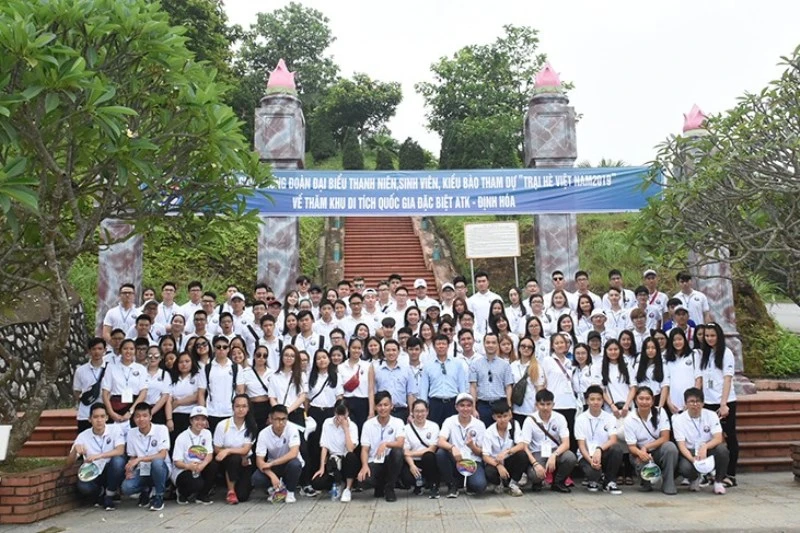 Đại biểu Trại hè Việt Nam năm 2019 tại Khu di tích ATK Định Hóa, tỉnh Thái Nguyên. (Ảnh: baoquocte.vn)