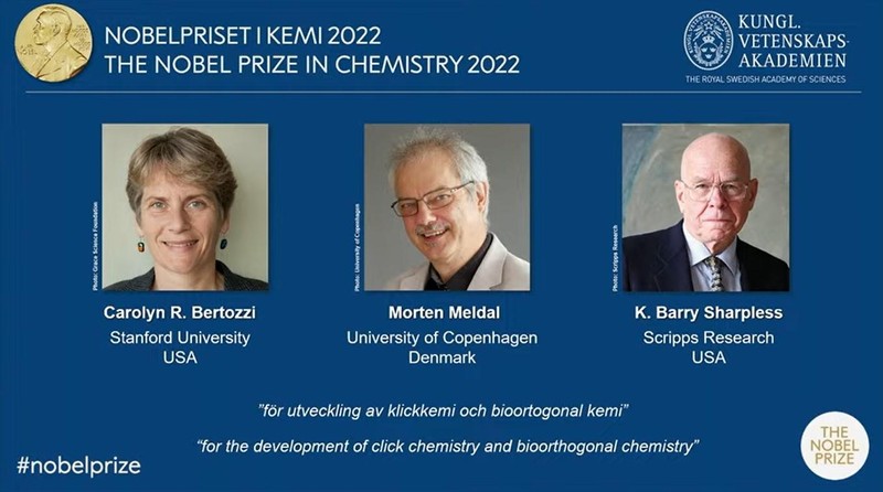 Chân dung ba nhà khoa học giành giải Nobel Hóa học 2022. (Ảnh: Nobel Prize)