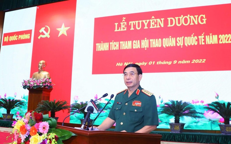 Đại tướng Phan Văn Giang, Bộ trưởng Quốc phòng phát biểu tại buổi lễ.