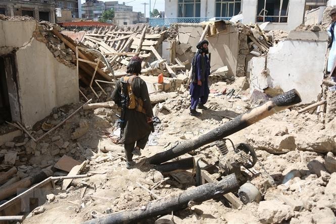 Hiện trường 1 vụ đánh bom ở Kabul, Afghanistan ngày 24/5/2022. (Ảnh minh họa: THX/TTXVN)