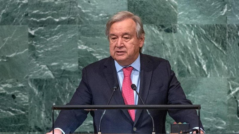 Tổng Thư ký Liên hợp quốc Antonio Guterres phát biểu khai mạc Phiên thảo luận chung của Khóa họp lần thứ 77 Đại hội đồng Liên hợp quốc. (Ảnh: Liên hợp quốc)