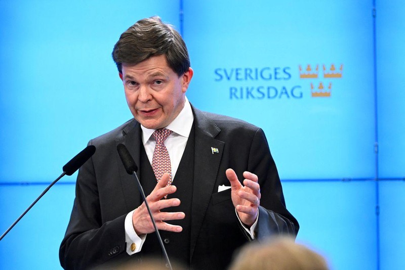 Chủ tịch Quốc hội Thụy Điển, Andreas Norlen phát biểu trong 1 cuộc họp báo tại Stockholm, Thụy Điển, ngày 19/9/2022. (Ảnh: TT News Agency/Reuters)