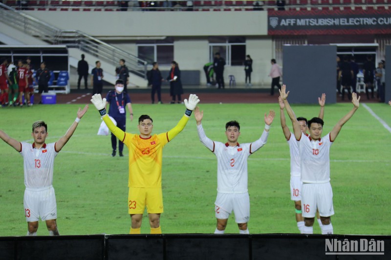Tuyển Việt Nam khởi đầu AFF Cup 2022 thuận lợi với chiến thắng đậm. (Ảnh: TRỊNH DŨNG)