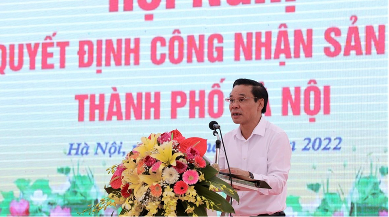 Giám đốc sở Nông nghiệp và Phát triển nông thôn Hà Nội Chu Phú Mỹ phát biểu tại Hội nghị.