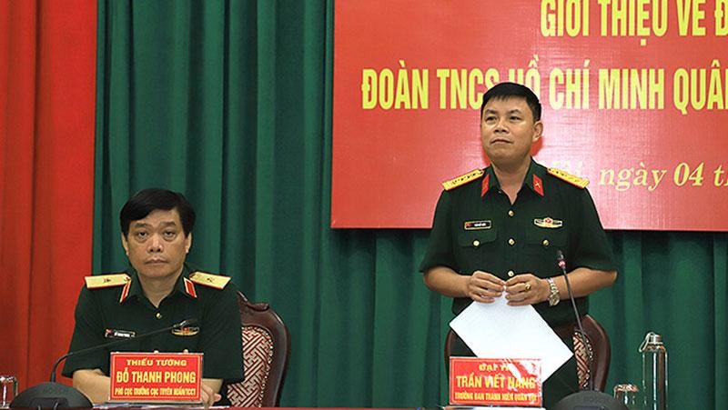 Đại tá Trần Viết Năng, Trưởng Ban Thanh niên Quân đội phát biểu thông tin về Đại hội tại chương trình gặp mặt báo chí.