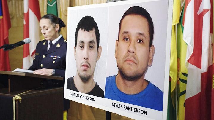 Cảnh sát Canada họp báo công bố chân dung hai nghi phạm. Ảnh: AP NEWS
