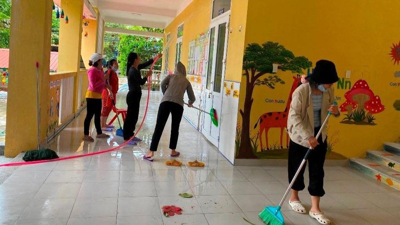Các trường mần non trên địa bàn Thừa Thiên Huế tổng dọn vệ sinh trường lớp, chuẩn bị đón trẻ trở lại trường.