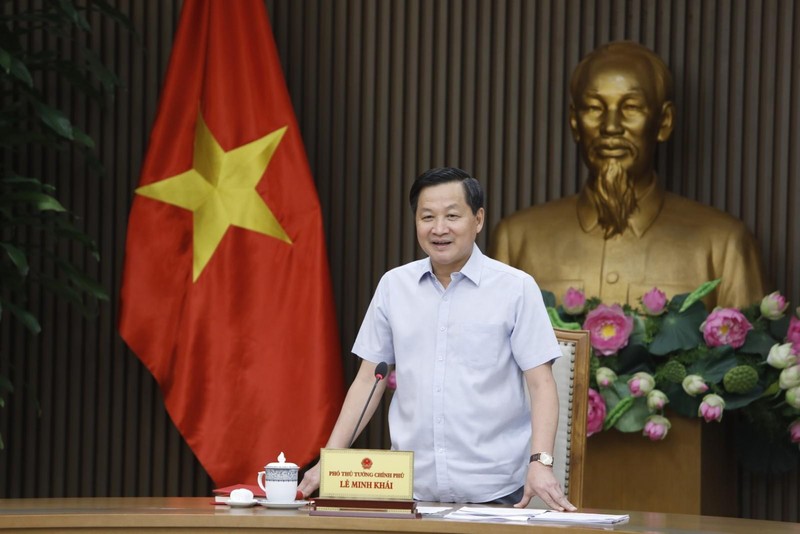 Phó Thủ tướng Lê Minh Khái phát biểu tại cuộc họp. (Ảnh: VGP)