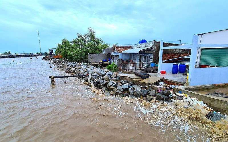 Công trình kè đá khan phòng sạt lở, bảo vệ khu dân cư ven biển xã Khánh Hội, huyện U Minh (Cà Mau).
