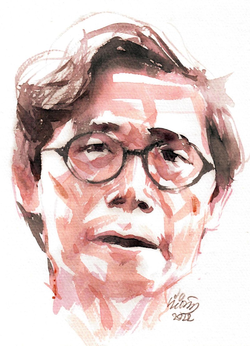 Ký họa chân dung nhà thơ Bế Kiến Quốc của họa sĩ Đỗ Hoàng Tường.