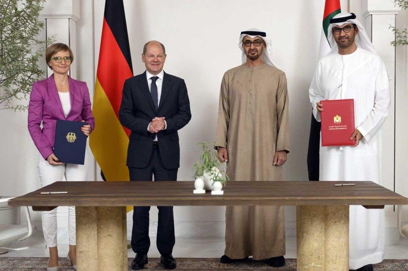 Tại lễ ký thỏa thuận hợp tác năng lượng giữa Đức và UAE.