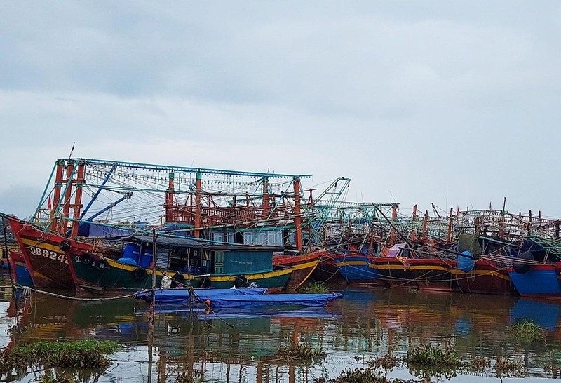 Tàu thuyền của ngư dân Quảng Bình vào neo đậu tránh, trú bão. 