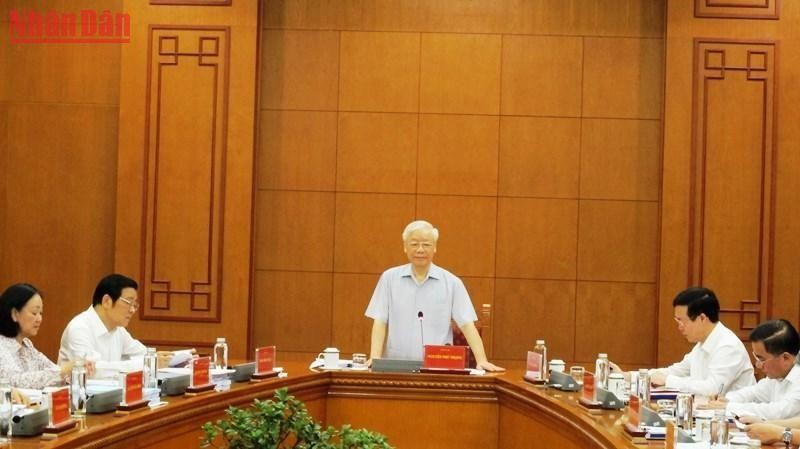 Tổng Bí thư Nguyễn Phú Trọng, Trưởng Ban Chỉ đạo phát biểu chỉ đạo tại cuộc họp.