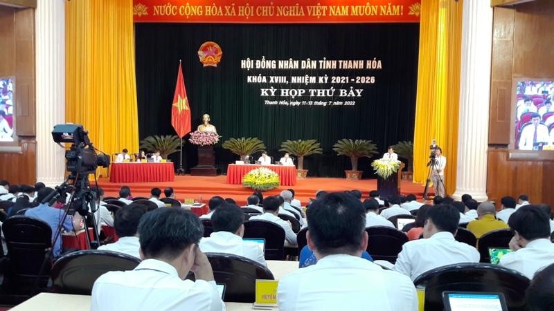 Toàn cảnh kỳ họp thứ 7, Hội đồng nhân dân tỉnh Thanh Hóa khóa XVIII.