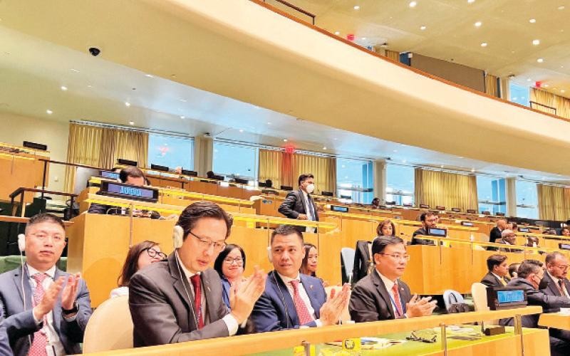 Ðoàn Việt Nam tham gia bầu Hội đồng Nhân quyền Liên hợp quốc. (Ảnh BỘ NGOẠI GIAO)