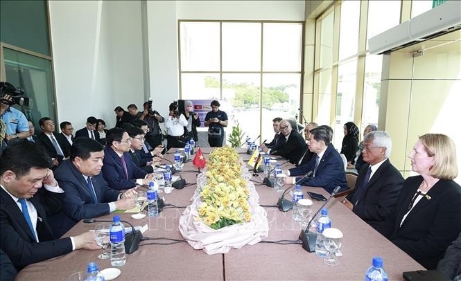 Thủ tướng Phạm Minh Chính dự Tọa đàm với một số doanh nghiệp hàng đầu của Brunei. (Ảnh: TTXVN)