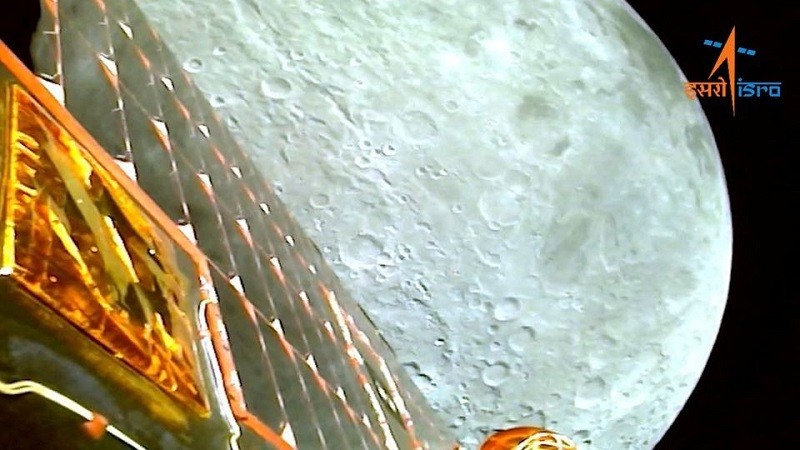 Hình ảnh Mặt trăng được tàu đổ bộ Chandrayaan-3 ghi lại trong quá trình tiến vào quỹ đạo Mặt trăng ngày 5/8/2023. (Ảnh: ISRO/Reuters)