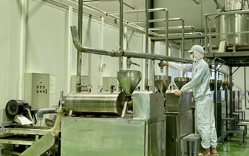 Sản xuất bún, mì,... tại Công ty thực phẩm Minh Dương (Hoài Đức, Hà Nội).