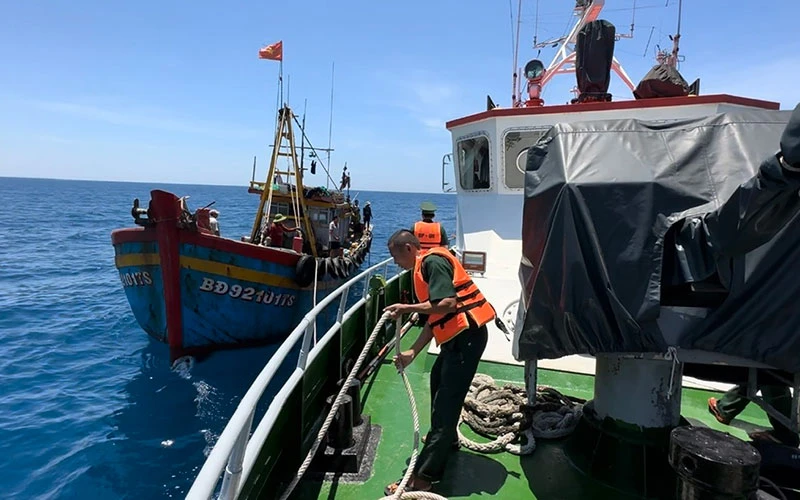 Lực lượng chức năng tỉnh Quảng Ngãi bắt giữ tàu cá khai thác tận diệt nguồn thủy sản ven bờ.