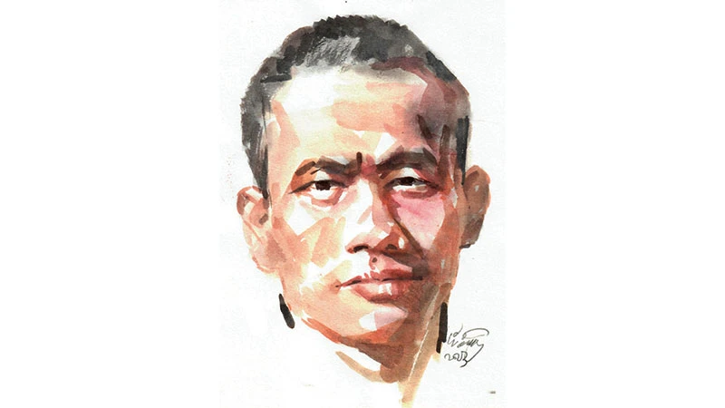 Ký họa chân dung họa sĩ Nguyễn Thế Hùng của họa sĩ Đỗ Hoàng Tường