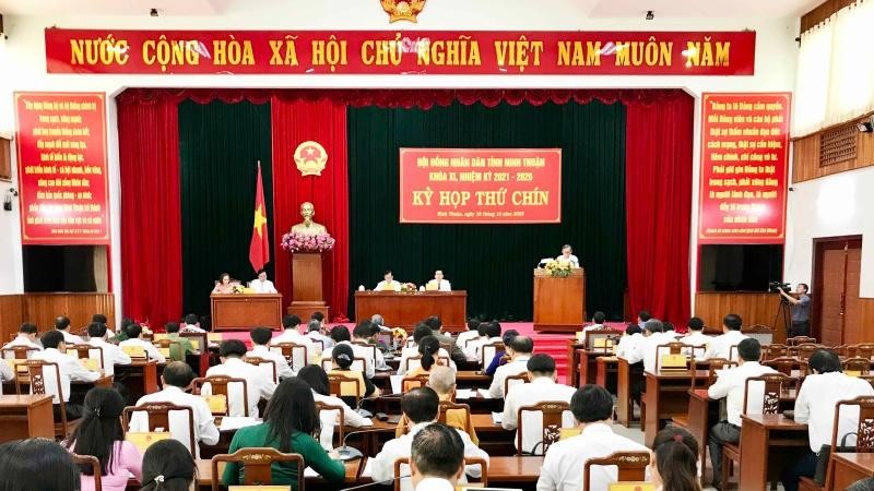 Quang cảnh kỳ họp thứ 9 Hội đồng nhân dân tỉnh Ninh Thuận khóa 9, nhiệm kỳ 2021-2026.