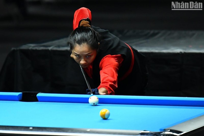 Cơ thủ Đoàn Thị Ngọc Lệ (Hà Nội) giành Huy chương Vàng nội dung Pool 9 bi đơn nữ môn Billiards & Snooker tại Đại hội Thể thao toàn quốc lần thứ IX năm 2022.