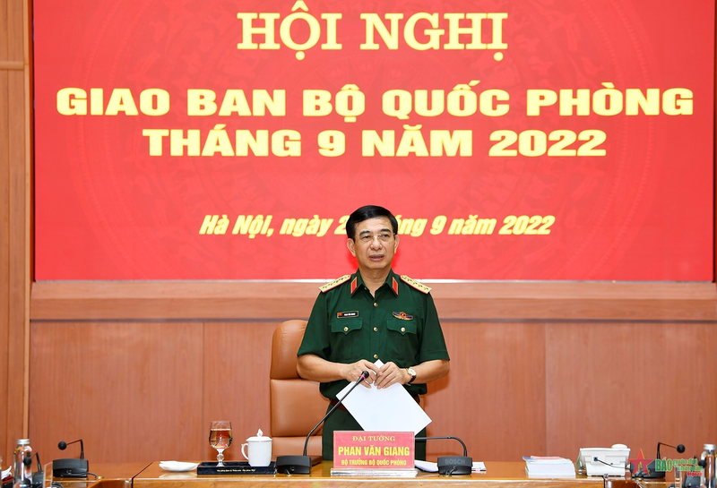 Đại tướng Phan Văn Giang phát biểu chỉ đạo hội nghị. (Ảnh: qdnd.vn) 