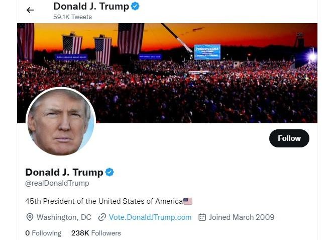 Tài khoản Twitter của ông Donald Trump đã xuất hiện trở lại vào ngày 19.11 (theo giờ Mỹ). (Ảnh chụp màn hình Twitter)