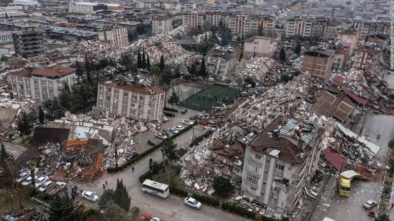 Khung cảnh đổ nát sau động đất ở Hatay, Thổ Nhĩ Kỳ. (Ảnh: Anadolu/Getty Images)