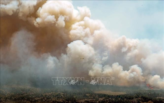 Máy bay dập lửa cháy rừng ở hạt Shelburne, Canada ngày 31/5/2023. (Ảnh: THX/TTXVN)