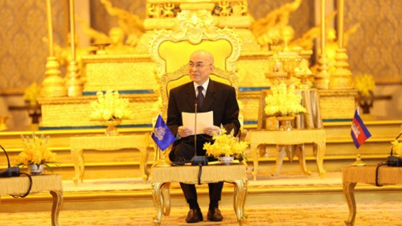 Quốc vương Campuchia Norodom Sihamoni tại cuộc tiếp kiến.