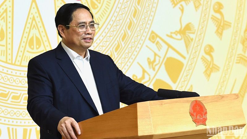 Thủ tướng Phạm Minh Chính phát biểu khai mạc hội nghị. (Ảnh: TRẦN HẢI)