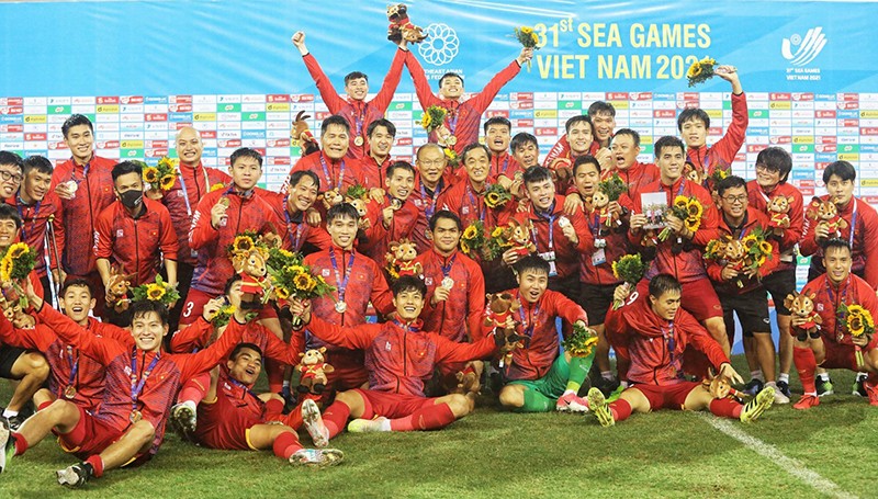 U23 Việt Nam giành huy chương vàng SEA Games 31. Ảnh: Khiếu Minh