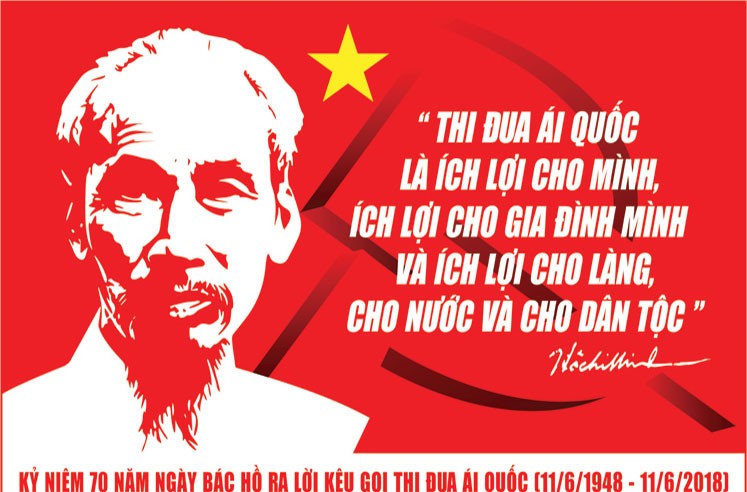 Một tác phẩm tranh cổ động đề tài "Thi đua là yêu nước. (Ảnh: Cục Văn hóa cơ sở)