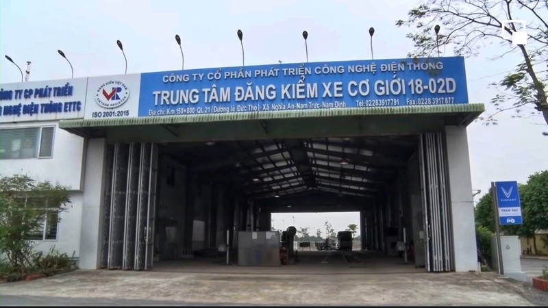 Trung tâm đăng kiểm phương tiện xe cơ giới đường bộ 18-02D tại địa phận xã Nghĩa An, huyện Nam Trực (Nam Định).