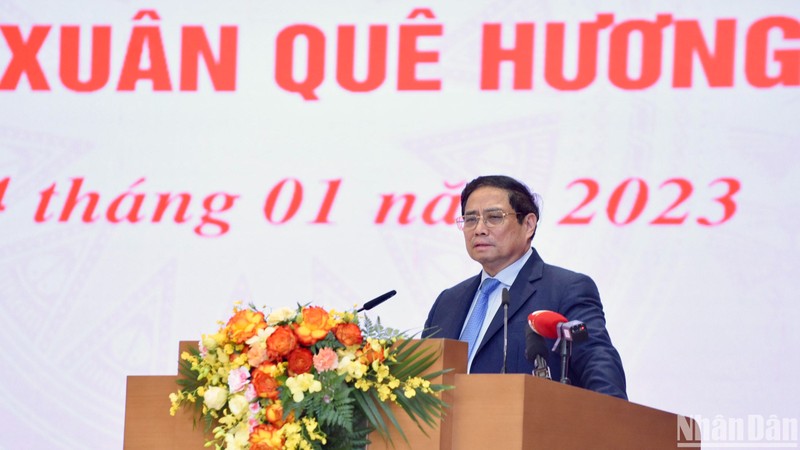 Thủ tướng Phạm Minh Chính phát biểu tại buổi gặp mặt kiều bào tiêu biểu. (Ảnh: Trần Hải)
