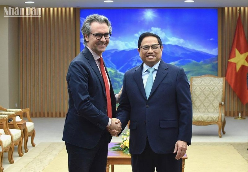 Thủ tướng Phạm Minh Chính tiếp ông Giorgio Aliberti, Đại sứ, Trưởng Phái đoàn Liên minh châu Âu (EU) tại Việt Nam. 