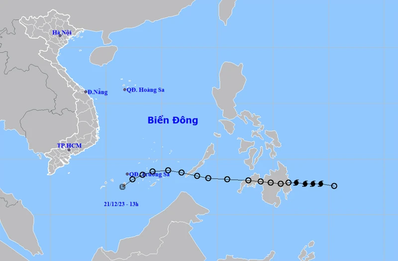 Áp thấp nhiệt đới suy yếu thành vùng áp thấp và tan dần. (Nguồn: nchmf.gov.vn)