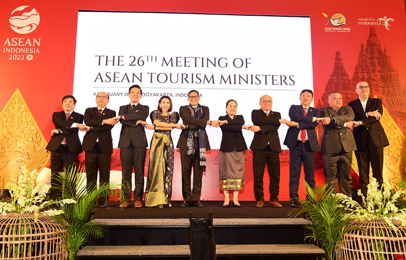 Các lãnh đạo tham dự Hội nghị Bộ trưởng Du lịch ASEAN lần thứ 26 (Ảnh: Tổng cục Du lịch) 