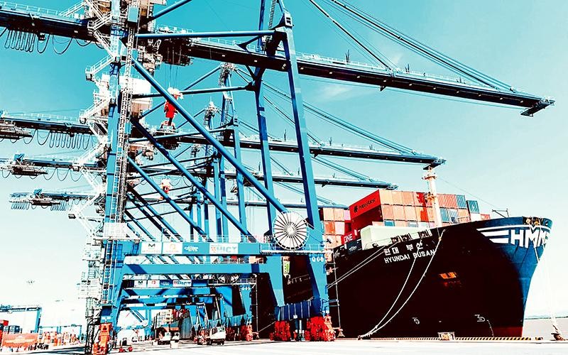 Cảng cửa ngõ quốc tế Hải Phòng đón các tàu trọng tải lớn vào làm hàng. Ảnh | Ngô Quang Dũng