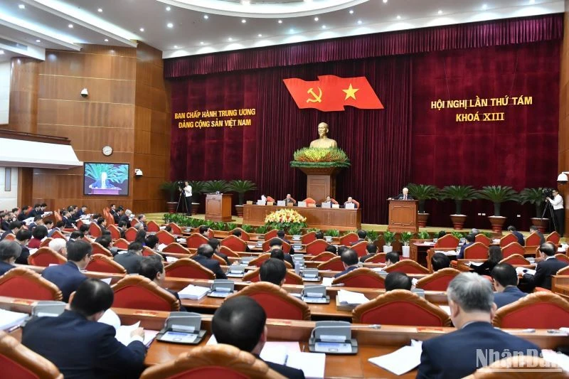 Tổng Bí thư Nguyễn Phú Trọng phát biểu khai mạc hội nghị. (Ảnh: ĐĂNG KHOA) 