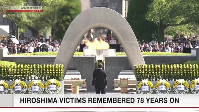 Đài truyền hình NHK đưa tin về lễ tưởng niệm 78 năm ngày Mỹ ném bom nguyên tử xuống Hiroshima.