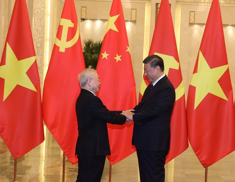 Lễ đón Tổng Bí thư Nguyễn Phú Trọng thăm chính thức Cộng hòa Nhân dân Trung Hoa. Ảnh: TTXVN