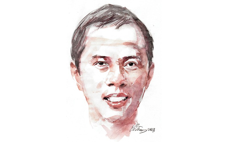 Ký họa chân dung nhà thơ Trần Lê Khánh của họa sĩ Đỗ Hoàng Tường. 