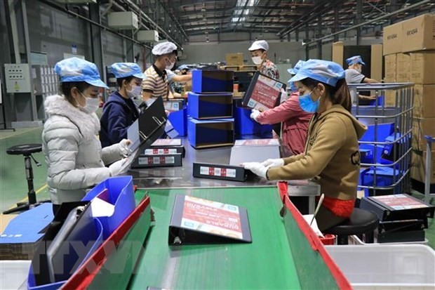 Công nhân lao động làm việc tại Công ty TNHH Deli Việt Nam, Khu công nghiệp Yên Phong, tỉnh Bắc Ninh. (Ảnh: TTXVN)