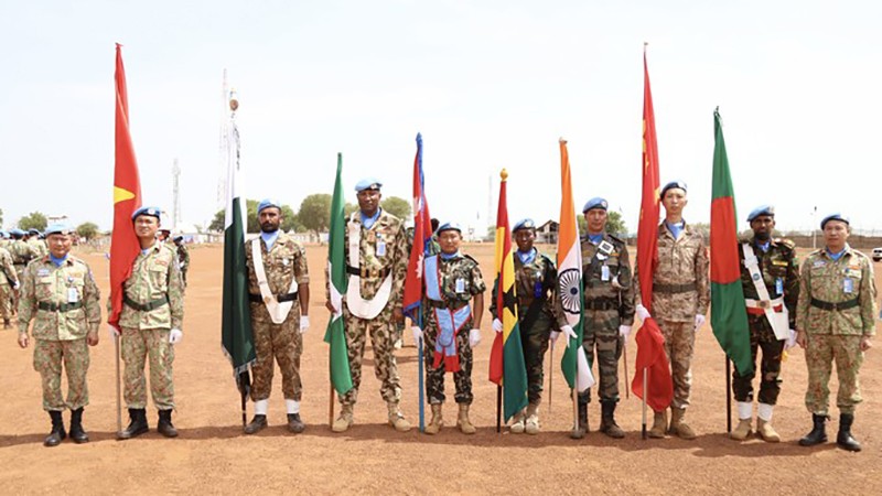 Đại diện các đơn vị thuộc Phái bộ UNISFA, khu vực Abyei tham gia tại buổi lễ.