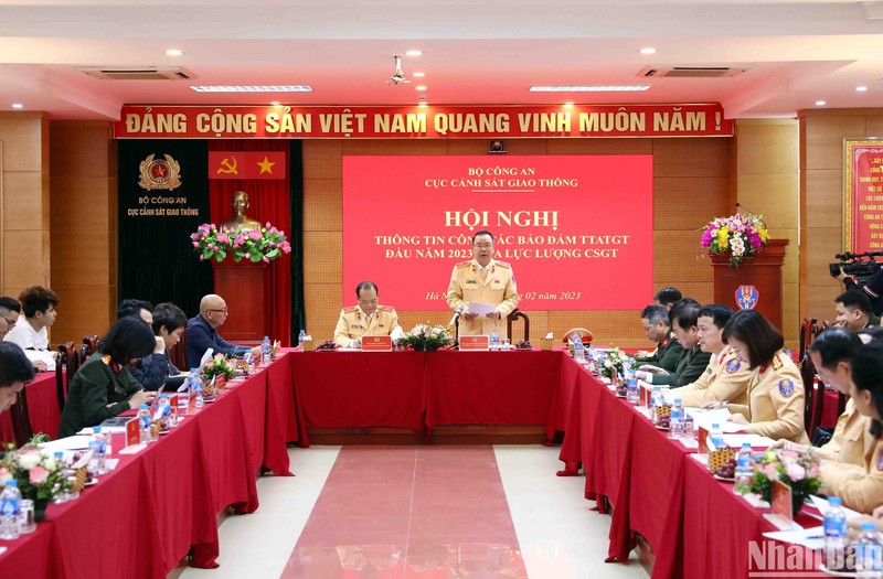 Hội nghị thông tin công tác bảo đảm trật tự an toàn giao thông đầu năm 2023 của lực lượng Cảnh sát giao thông.